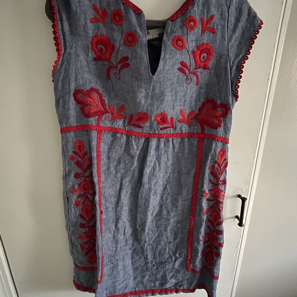 Boden Bea linen embroidered dress